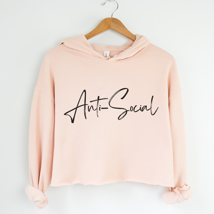 Anti-Social Cropped Fleece Hoodie