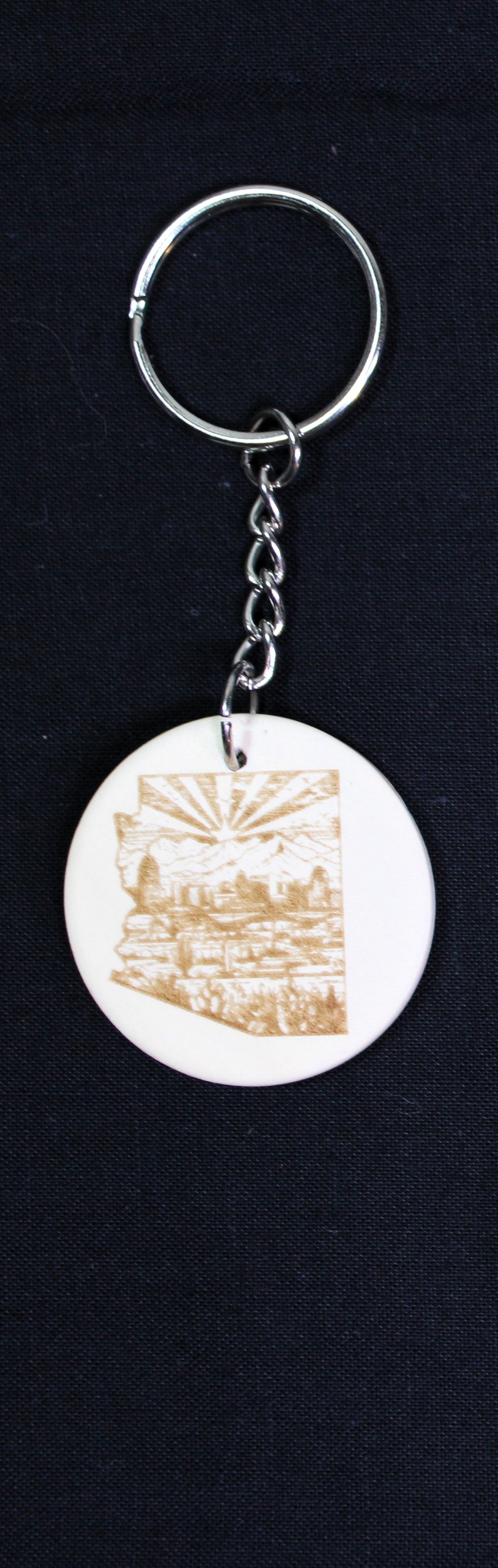 Arizona Laser Engraved Round Wood Keychains