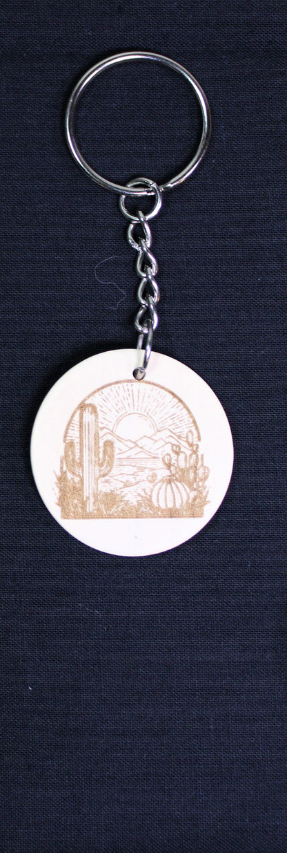 Arizona Laser Engraved Round Wood Keychains