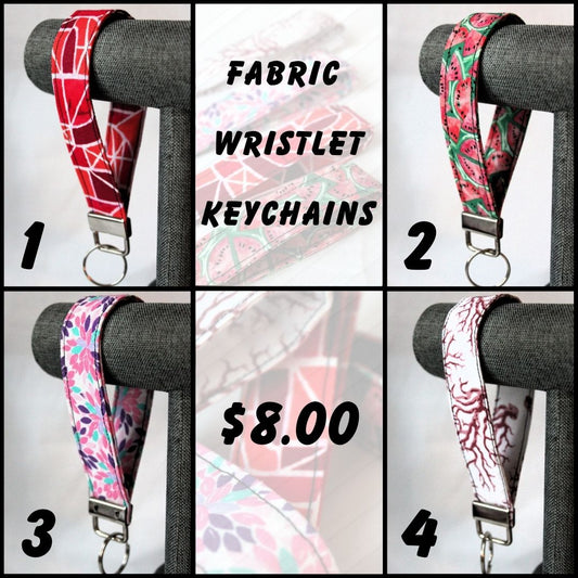 Crimson Charm Collection Fabric Wristlet Keychains