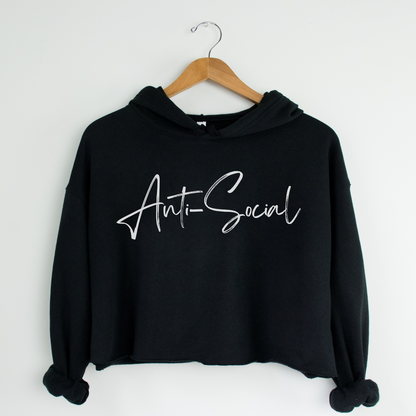 Anti-Social Cropped Fleece Hoodie