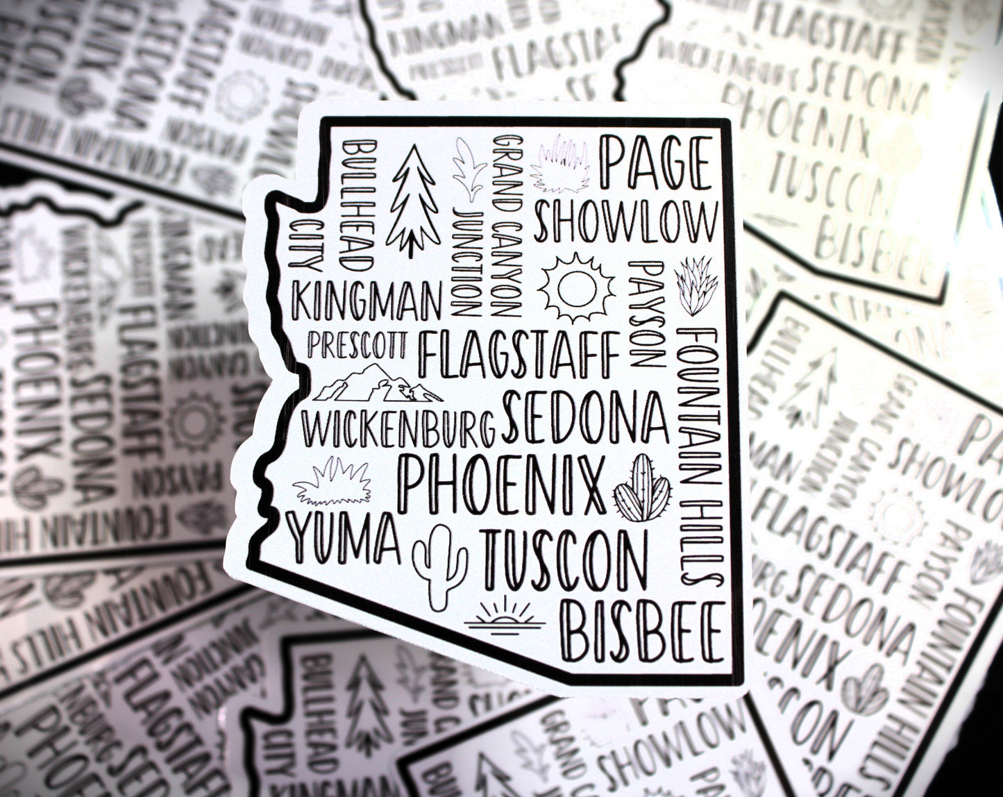 Arizona State Popular Cities- Decal/ Sticker perfect for laptops, water bottles and more!