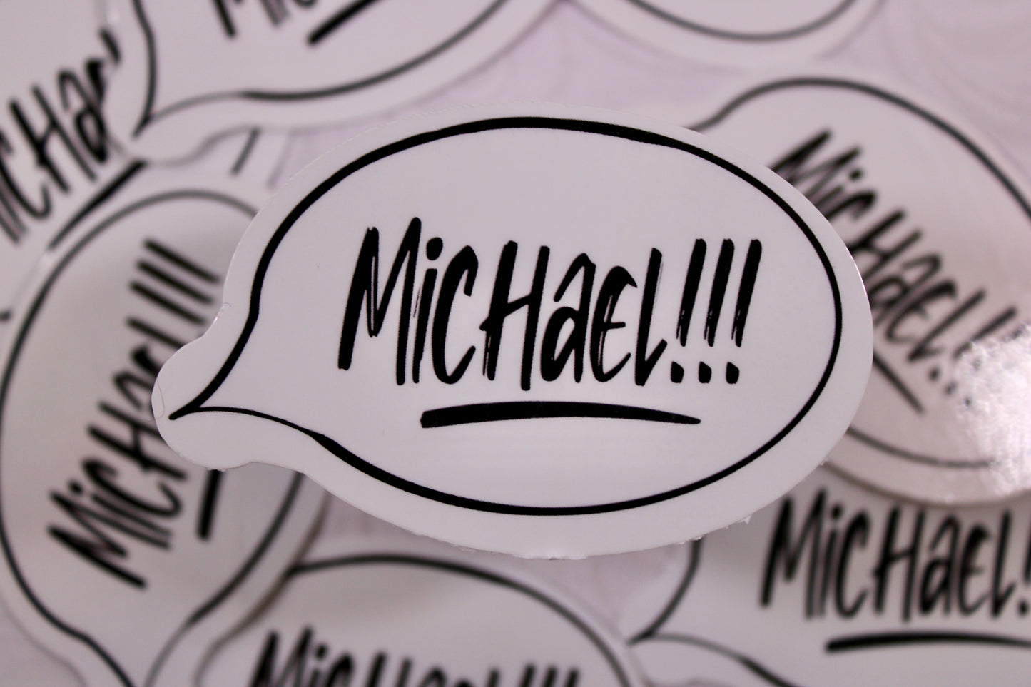 As best said from Dwight from The Office- add this nostalgic and comedic decal to your water bottle, laptop, and more! “Michael!”