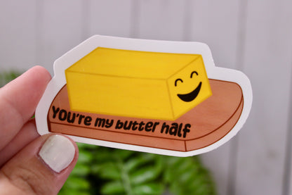 You’re my butter half. Fun play on words sticker. Add personality to your life with this butter half sticker!