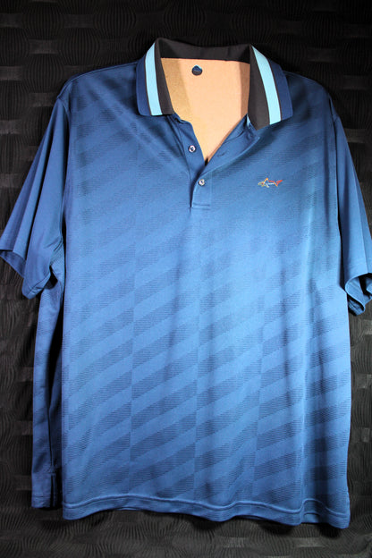 Greg Norman for Tasso Elba Play Dry XXL Polo Blue with Diamond Pattern