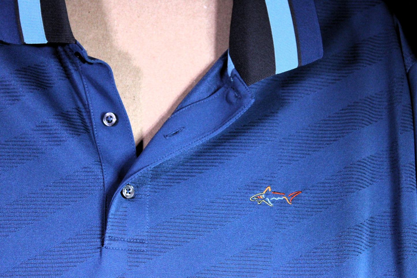 Greg Norman for Tasso Elba Play Dry XXL Polo Blue with Diamond Pattern