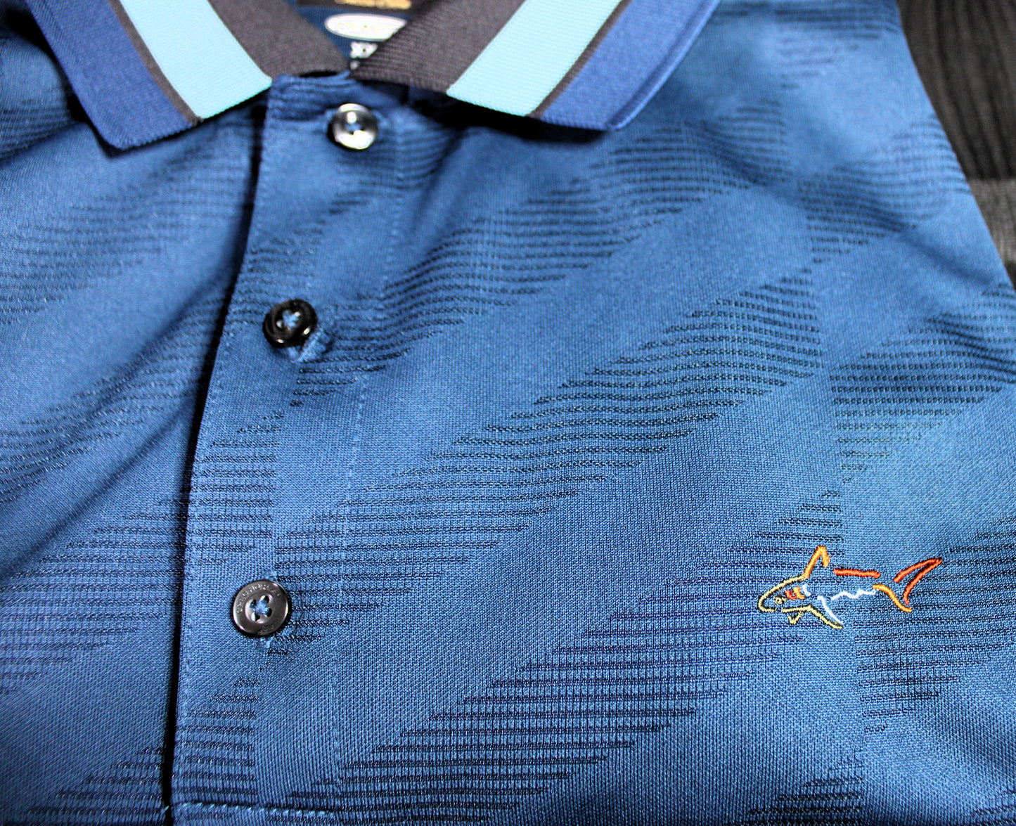 Greg Norman for Tasso Elba Play Dry XXL Polo Blue with Diamond Pattern