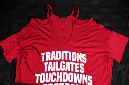 Football T-Shirt For Women "Traditions, Tailgates, Touchdowns, Football"