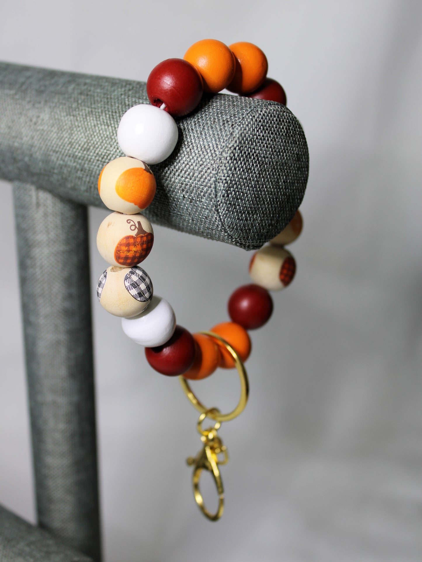 Fall Themed Beaded Keychain Wristlet