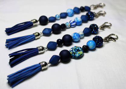 Straight Beaded Keychain Beautiful Sea Blue