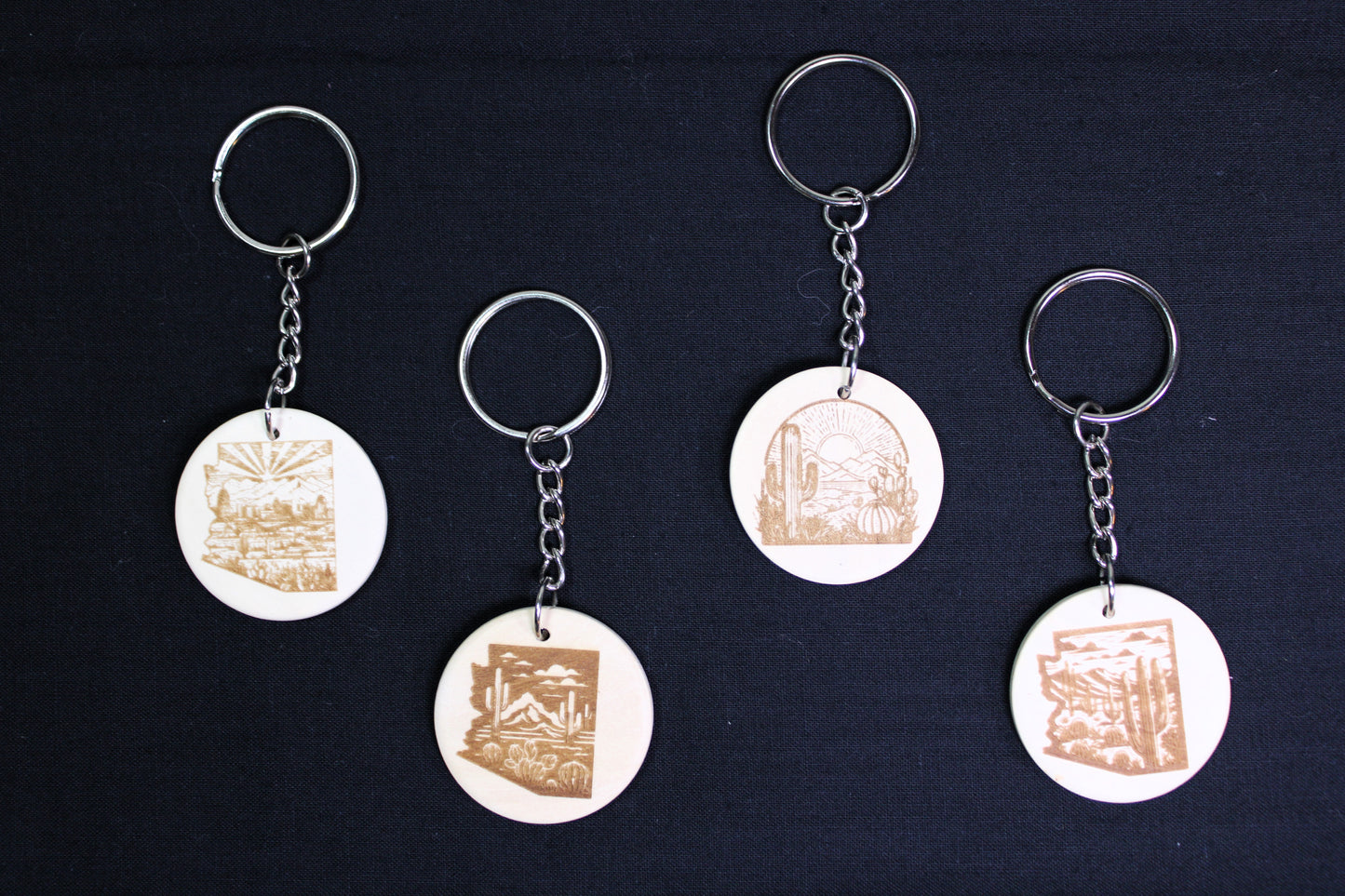 Arizona Laser Engraved Round Wood Keychains