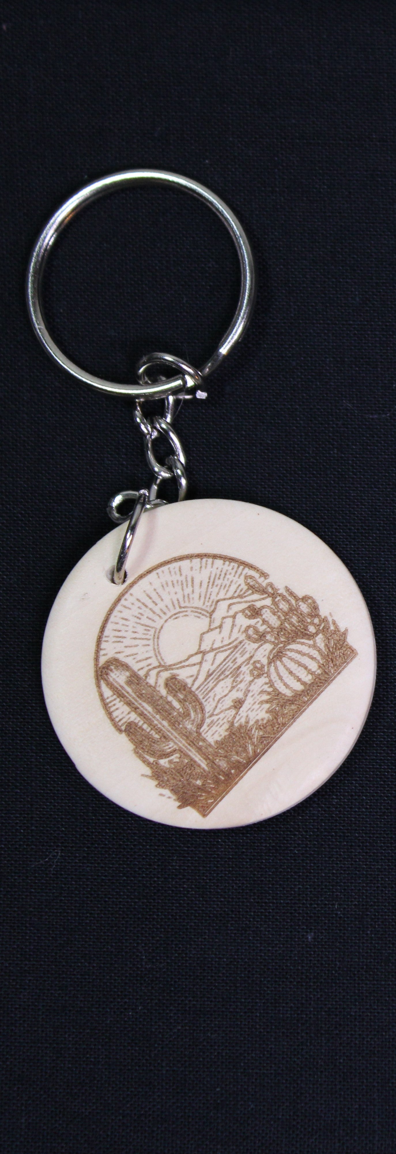 Arizona 1912 Laser Engraved Round Wood Keychains