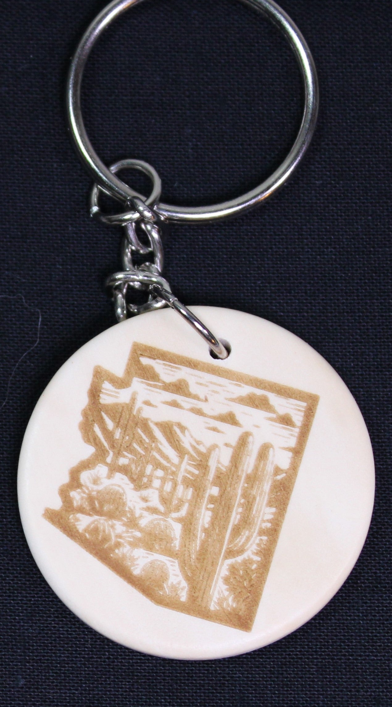 Arizona 1912 Laser Engraved Round Wood Keychains