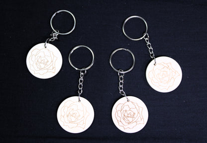 Coffee Laser Engraved Round Wood Keychains