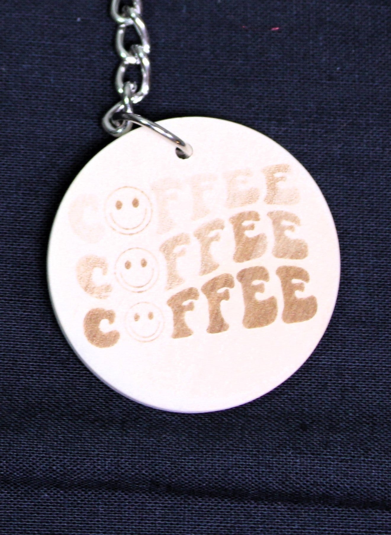 Coffee Laser Engraved Round Wood Keychains