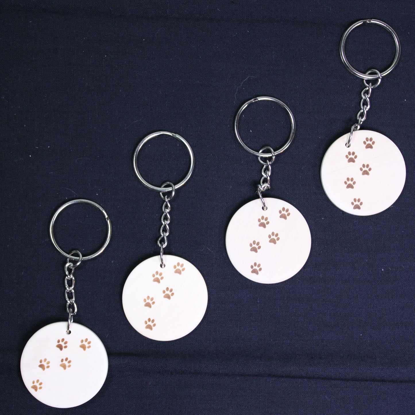 Dog Laser Engraved Round Wood Keychains