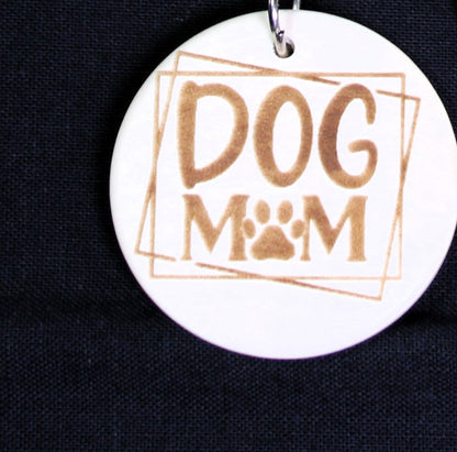 Dog Laser Engraved Round Wood Keychains