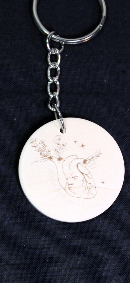 Mental Health Laser Engraved Round Wood Keychains