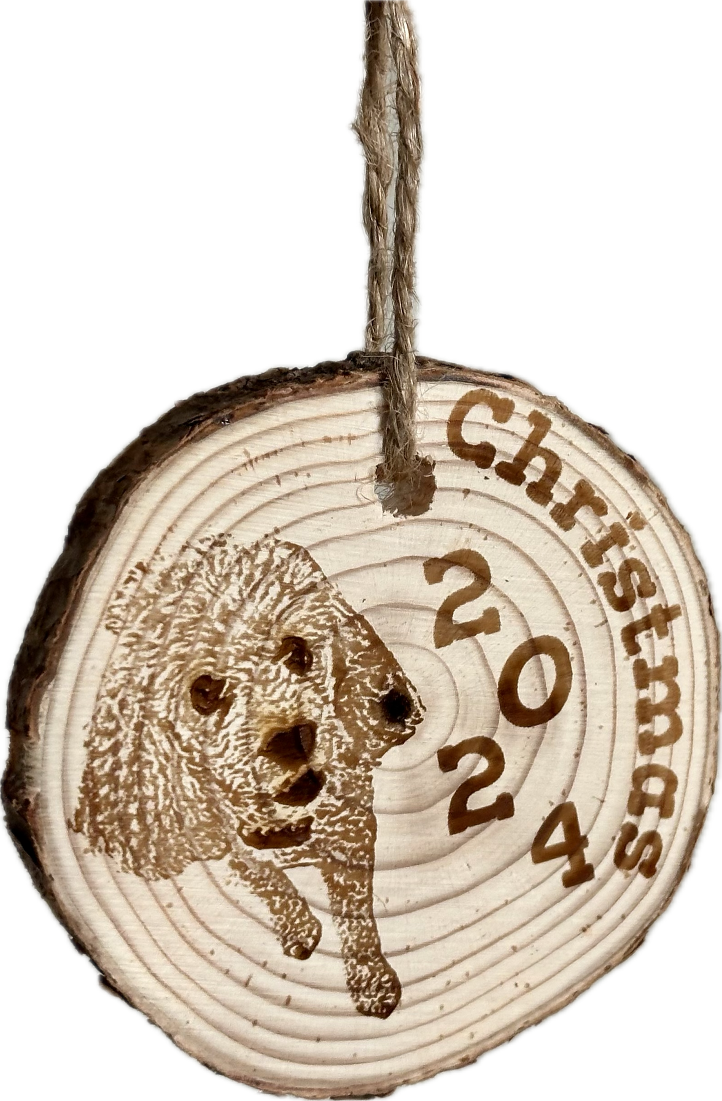 Pet (or any picture) Ornaments on Wood Rounds - Custom Engraved