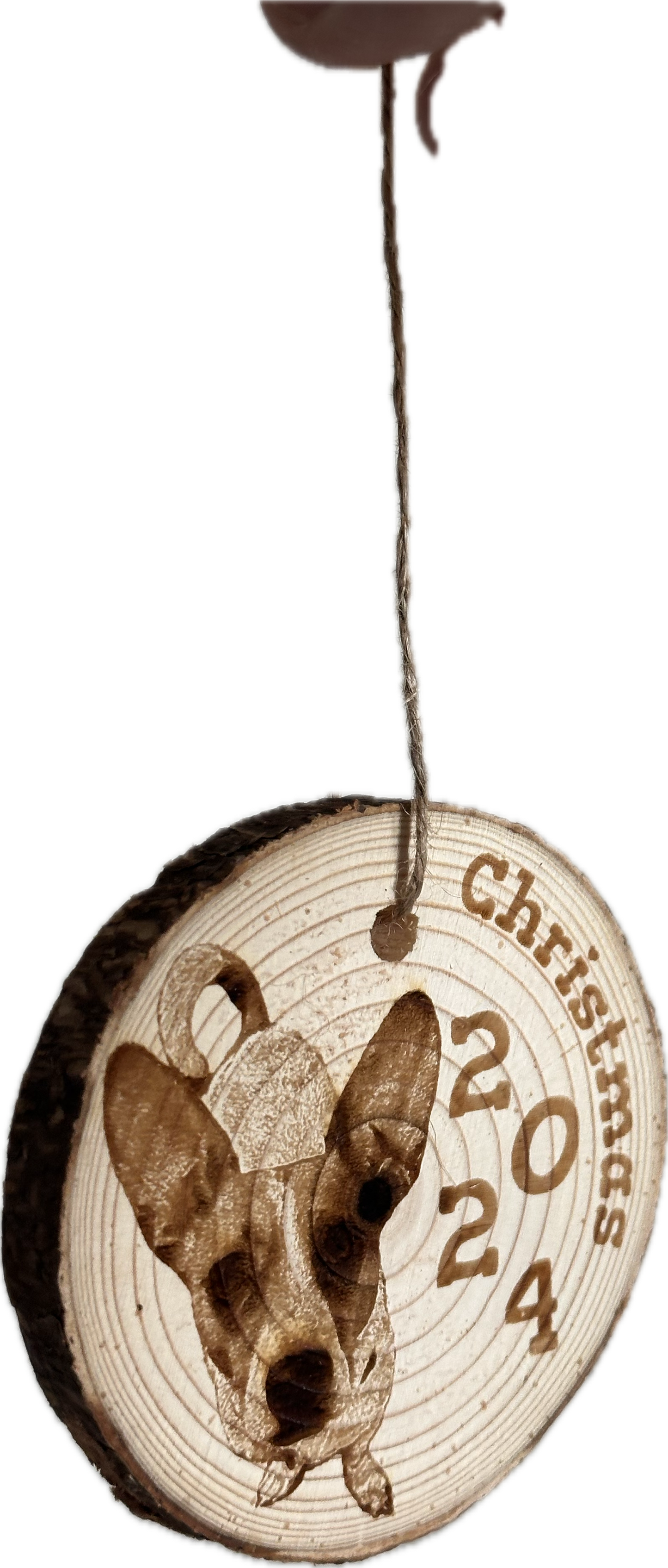 Pet (or any picture) Ornaments on Wood Rounds - Custom Engraved