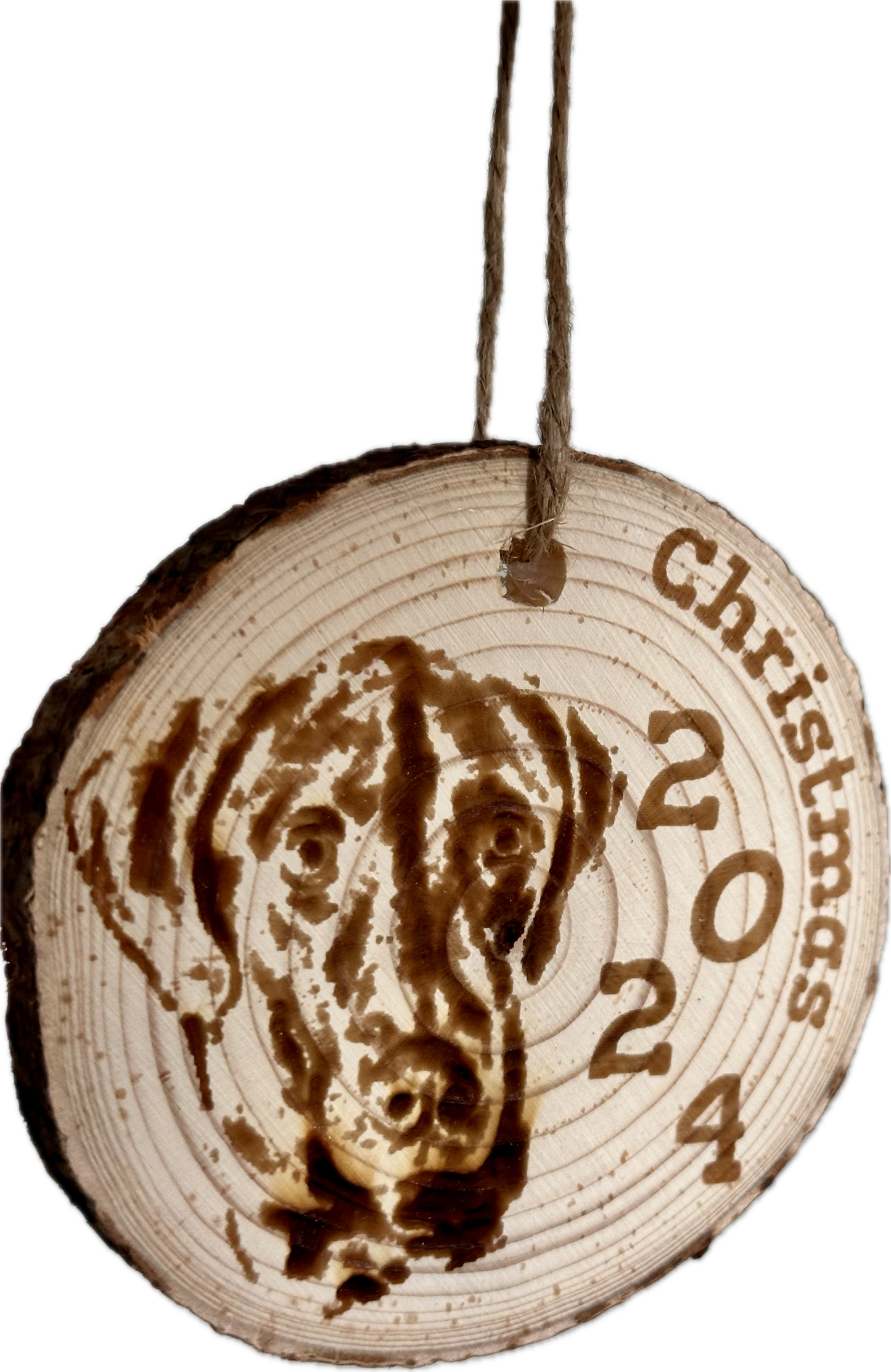 Pet (or any picture) Ornaments on Wood Rounds - Custom Engraved