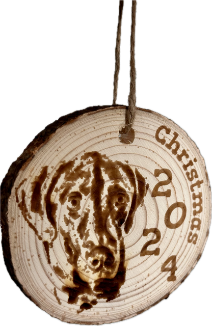 Pet (or any picture) Ornaments on Wood Rounds - Custom Engraved