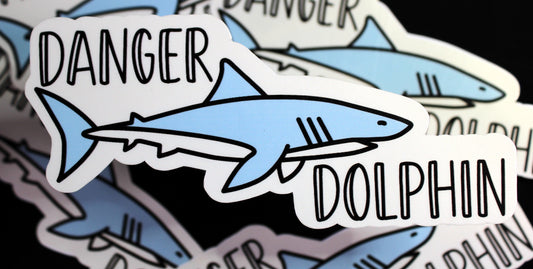 Danger Dolphin nod to Sharks Decal- Decal/ Sticker perfect for laptops, water bottles and more!