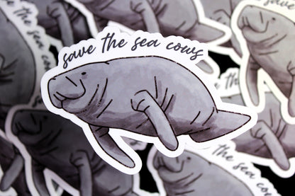 Save the Sea Cows- Custom Sticker Perfect for Water Bottles, Laptops, and More!